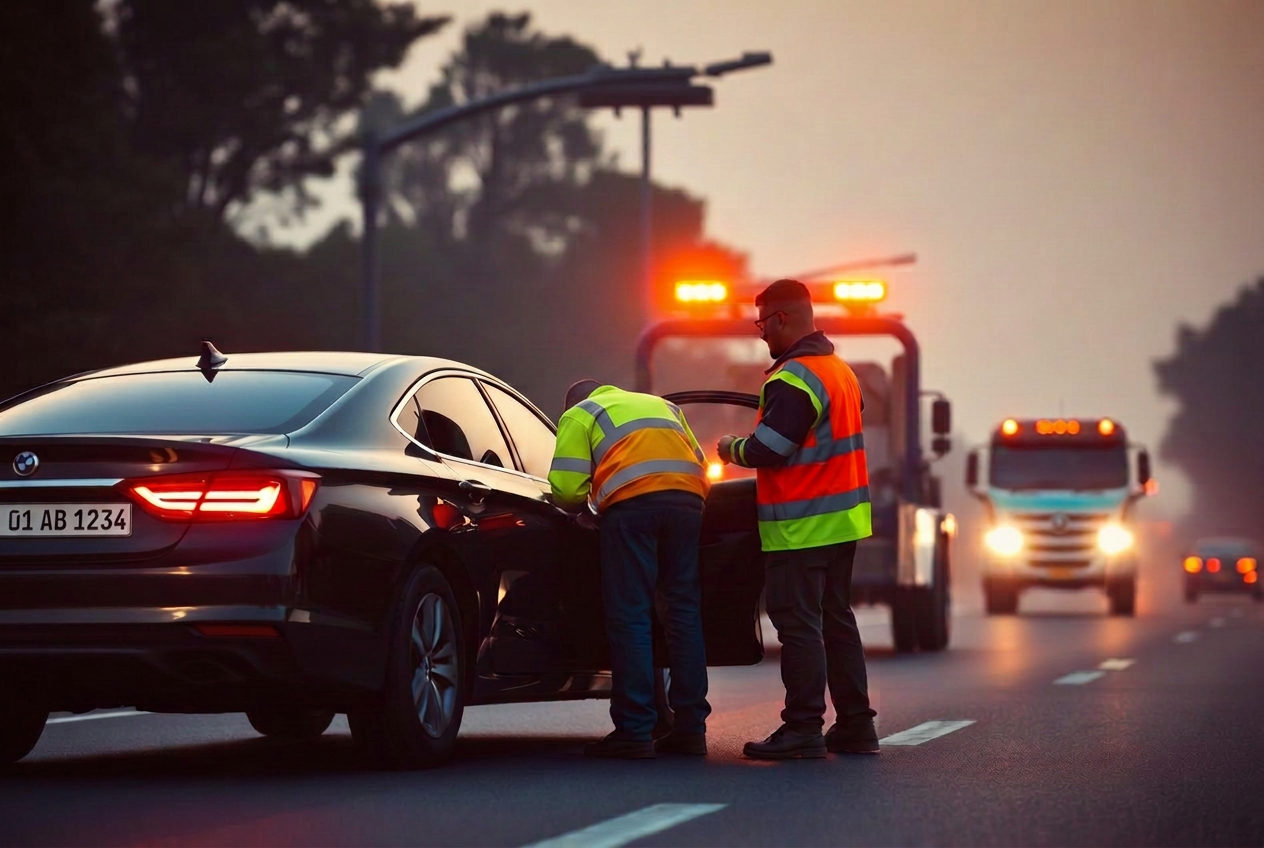 OnRoads India technician assisting a stranded driver on a highway
